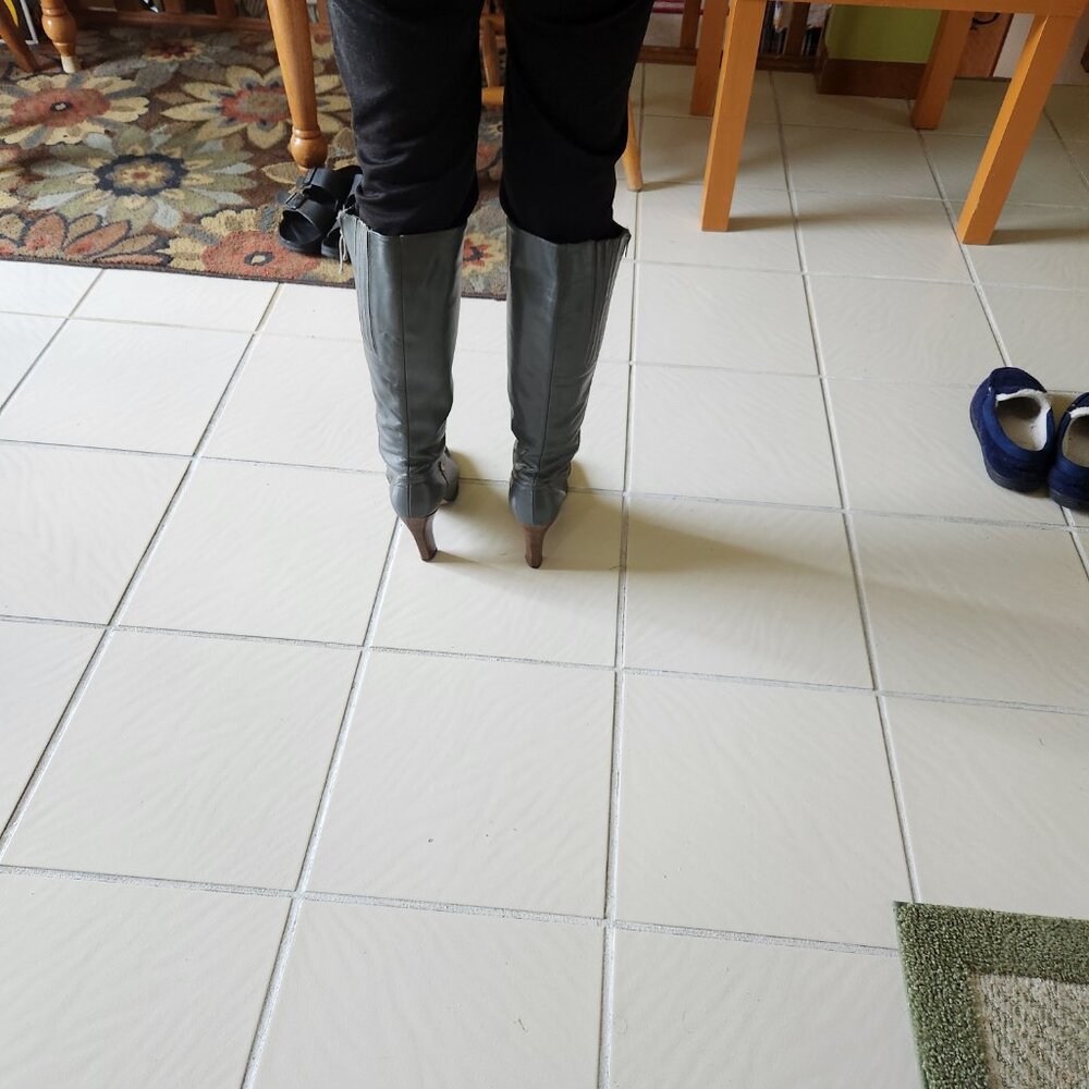 Stride In Style:  Cobbies Gray Knee-High Elegance: - Picture 2 of 4